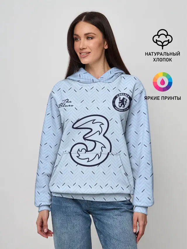Женское худи с принтом «Челси — CHELSEA выездная сезон 20/21»
