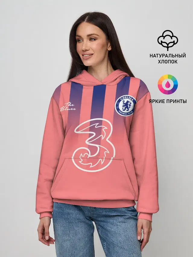 Женское худи с принтом «Челси — CHELSEA резервная сезон 20/21»