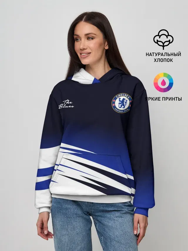 Женское худи с принтом «Челси — CHELSEA разминочная 19/20»