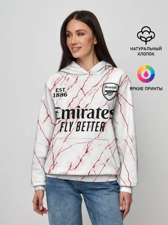 Женское худи с принтом «Арсенал — ARSENAL 20/21 - ГОСТЕВАЯ»