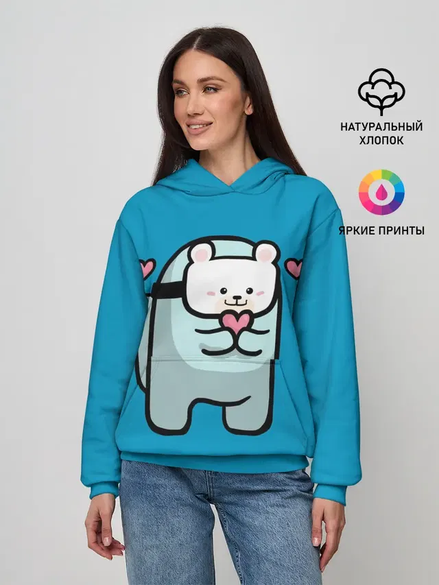 Женское худи с принтом «Амонг Ас — Nyan Cat»