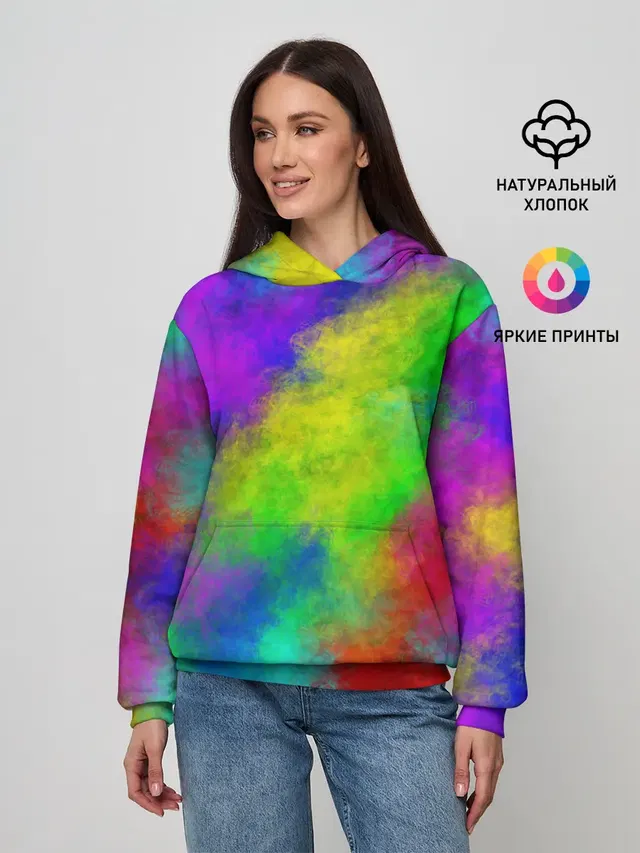 Женское худи с принтом «Абстракция — Multicolored»
