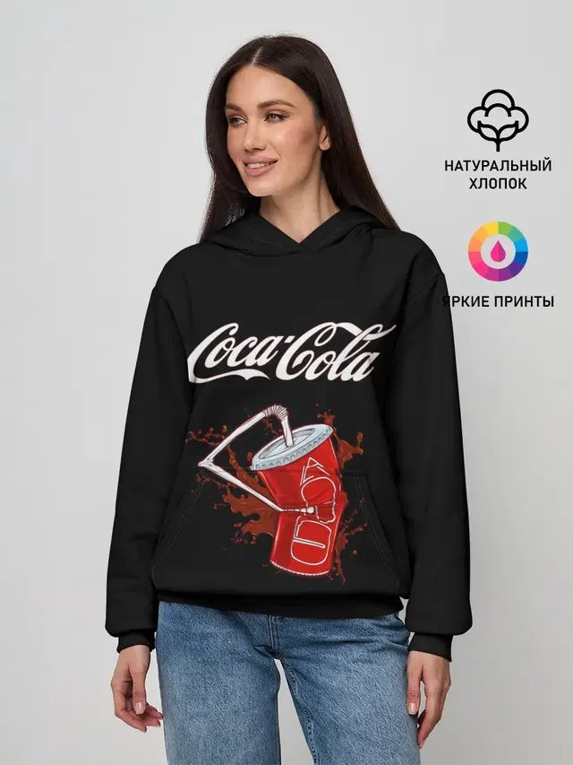Женское худи с принтом «Еда — Coca Cola»