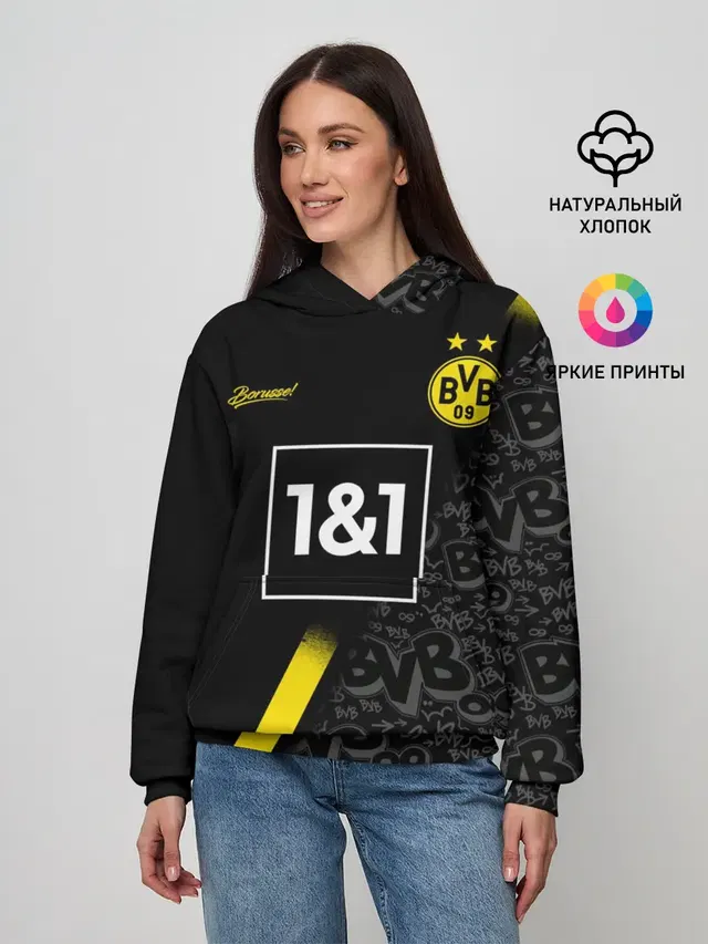 Женское худи с принтом «Borussia — BORUSSIA выездная сезон 20/21»