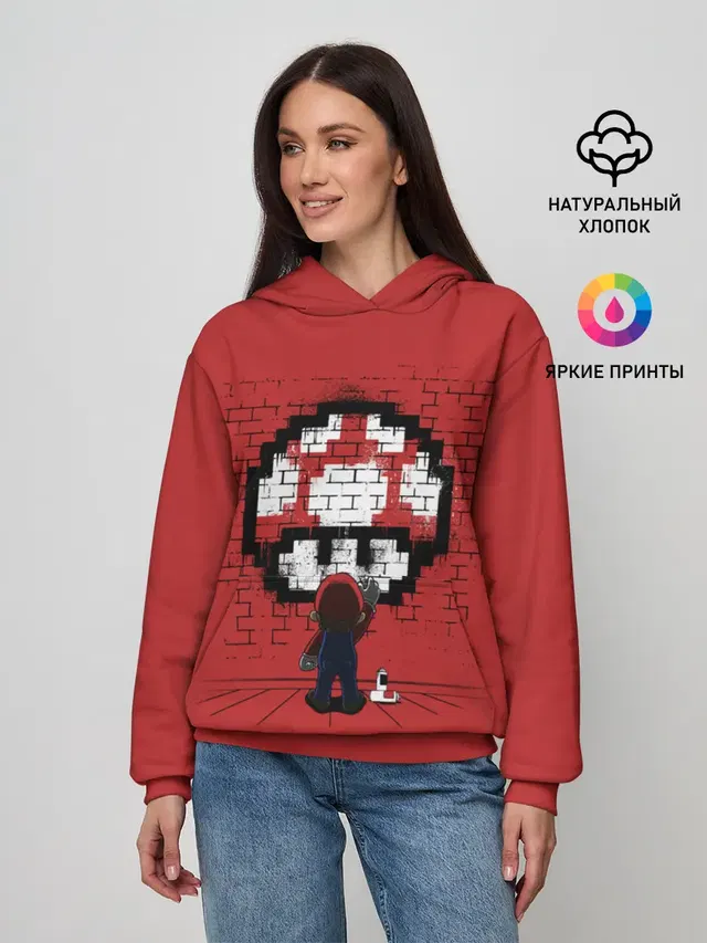 Женское худи с принтом «Super Mushroom»