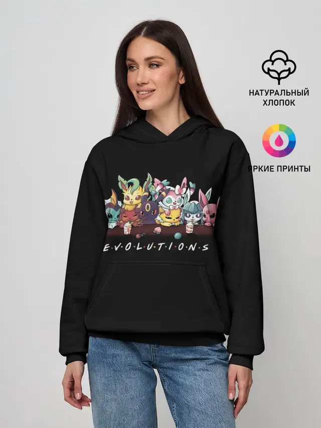 Женское худи с принтом «Pokemon Go — EVOLUTIONS»