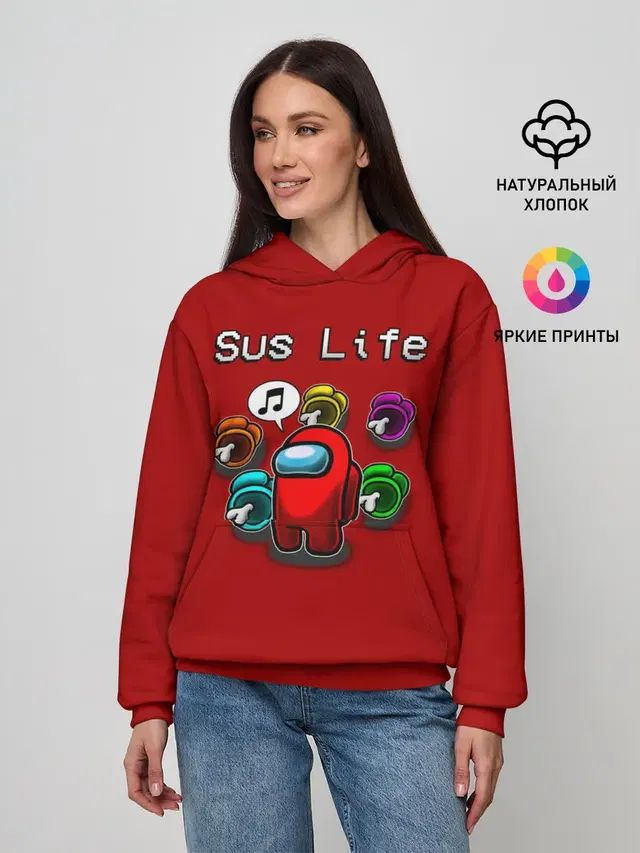 Женское худи с принтом «Амонг Ас — Sus Life»