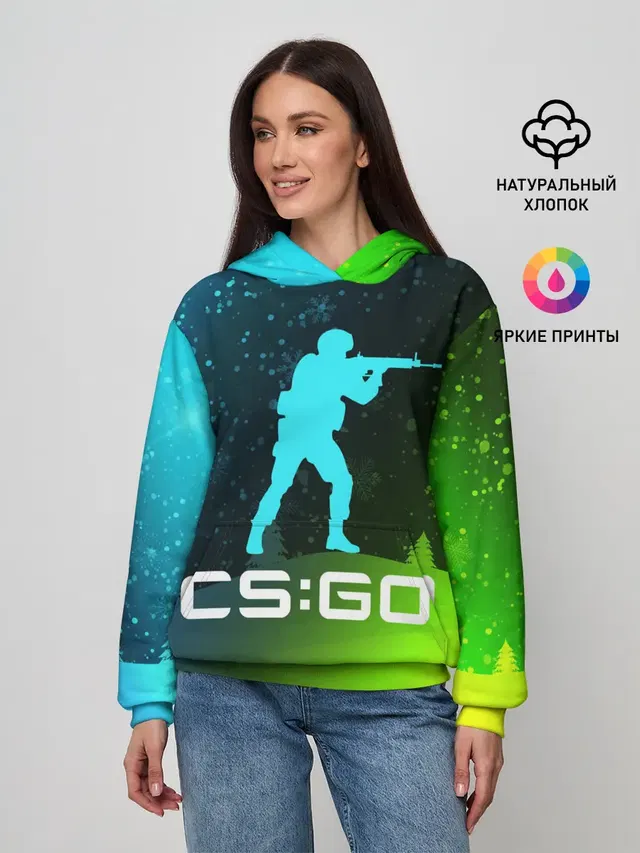 Женское худи с принтом «Counter-Strike — CS GO — КС ГО - Снежный»