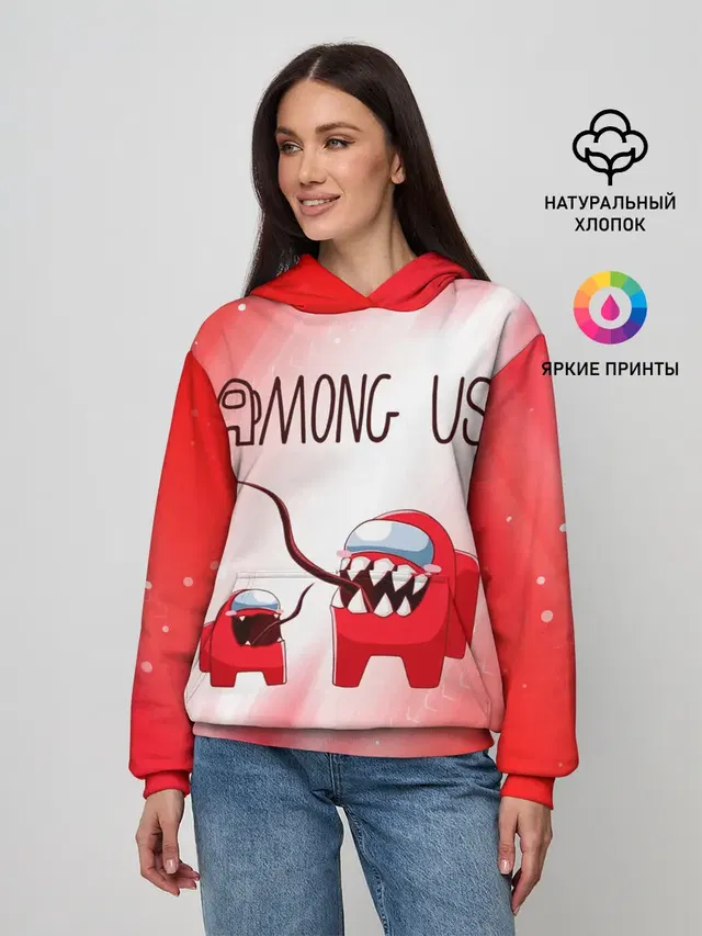 Женское худи с принтом «Амонг Ас — AMONG US - Impostor + Mini»