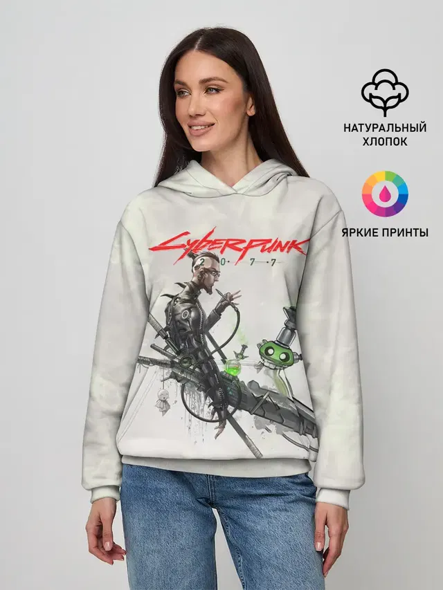 Женское худи с принтом «Cyberpunk 2077»