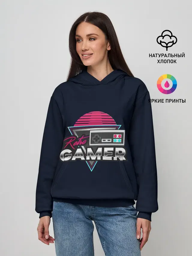 Женское худи с принтом «Тетрис и денди — Retro Gamer»