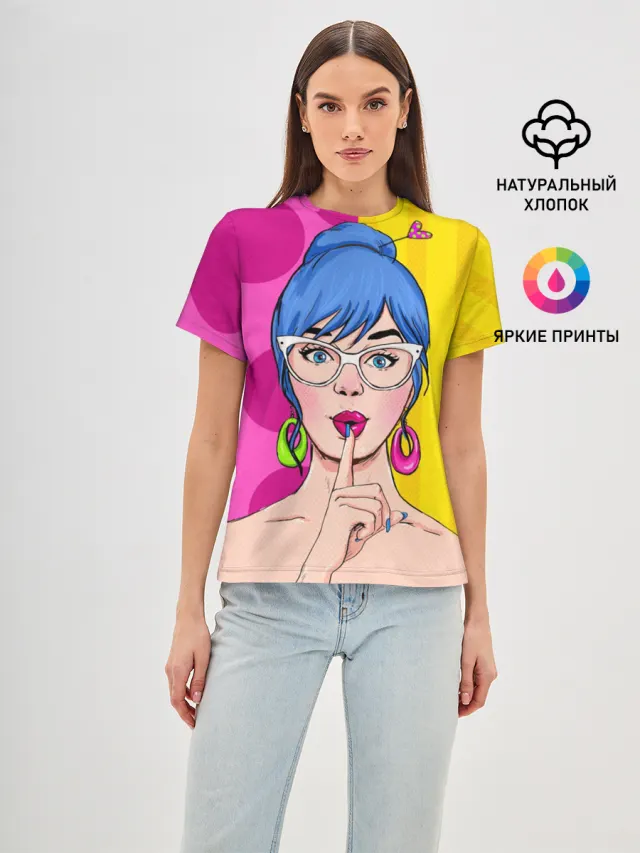 Женская базовая футболка с принтом «Pop Art»