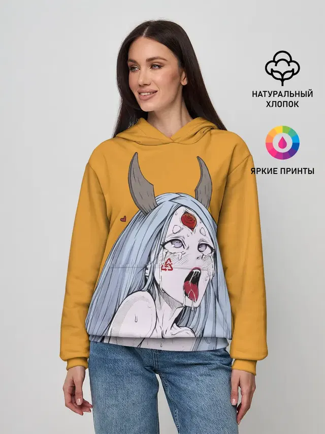 Женское худи с принтом «Ahegao — Ahegao Kaguya»