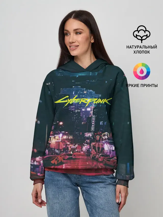 Женское худи с принтом «Cyberpunk 2077»