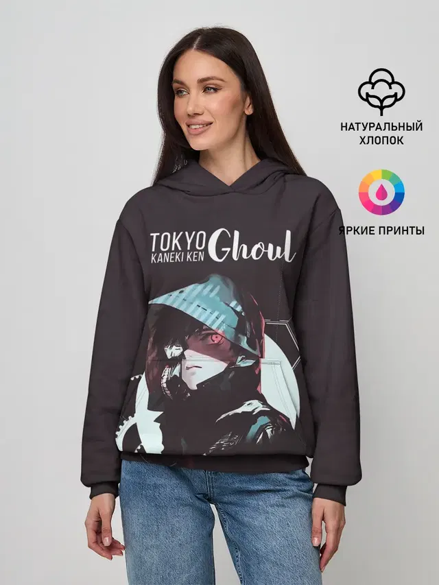 Женское худи с принтом «Токийский Гуль — Kaneki Ken tokyo ghoul»