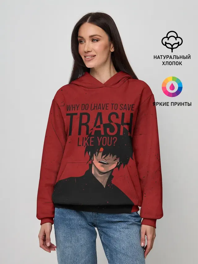 Женское худи с принтом «Токийский Гуль — Trash»
