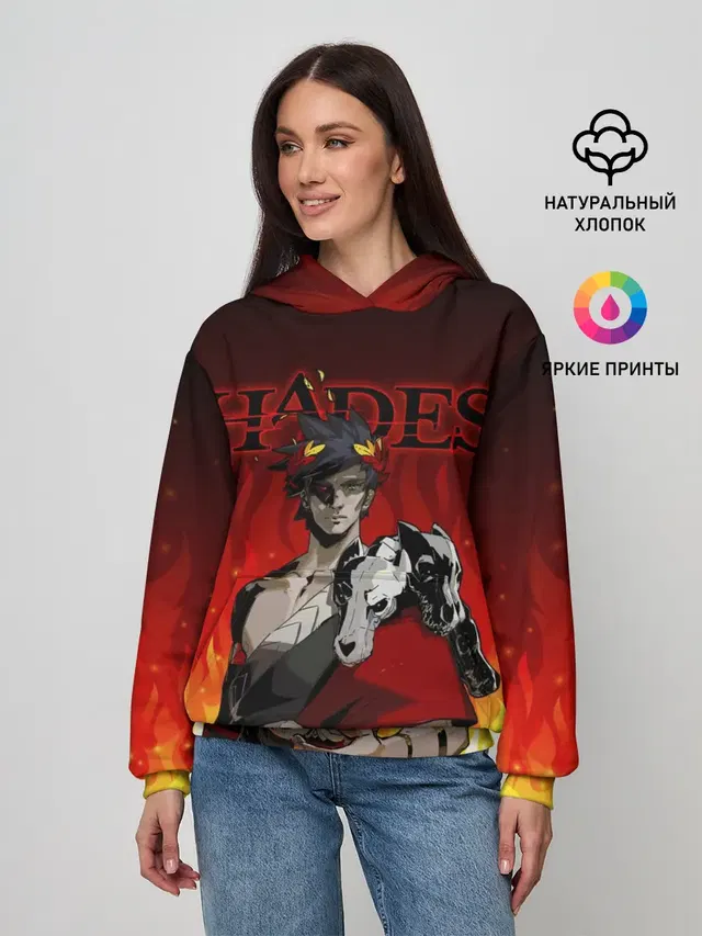 Женское худи с принтом «Hades — HADES ZAGREUS»