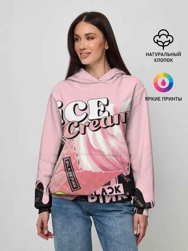 Женское худи с принтом «BlackPink — BLACKPINK ICE CREAM»