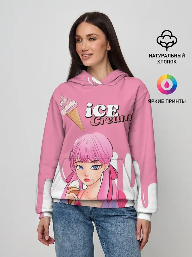 Женское худи с принтом «BlackPink — BLACKPINK Ice Cream»