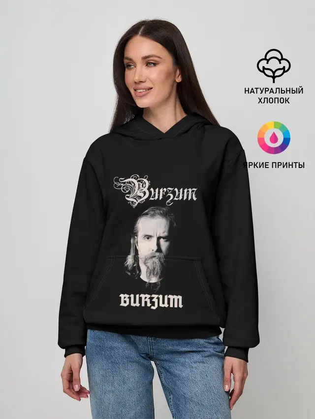 Женское худи с принтом «Разный рок — Burzum»