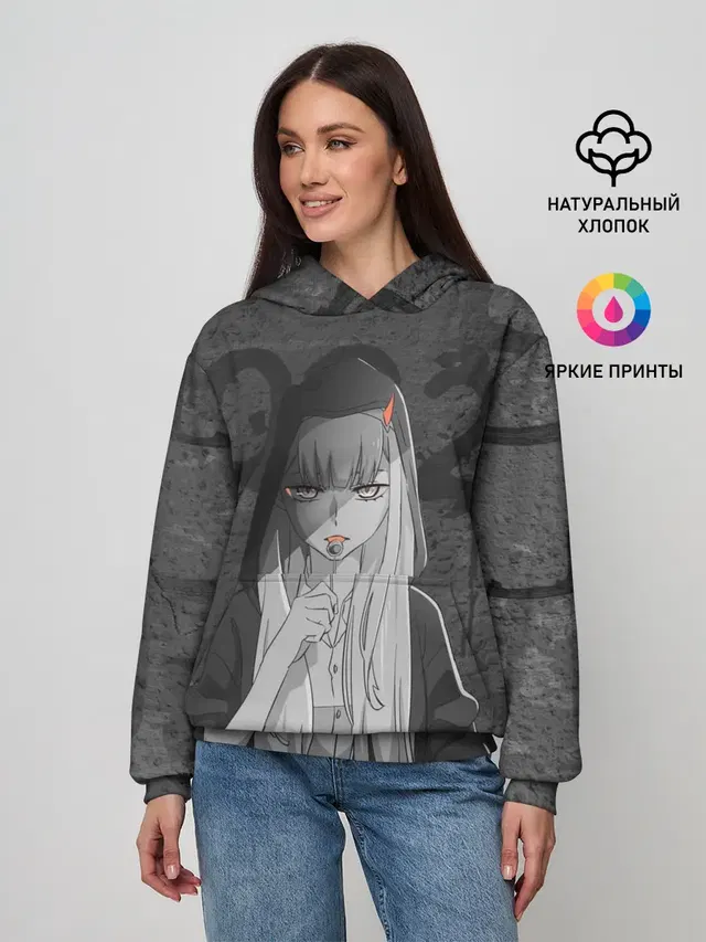 Женское худи с принтом «Zero Two Меланхолия»