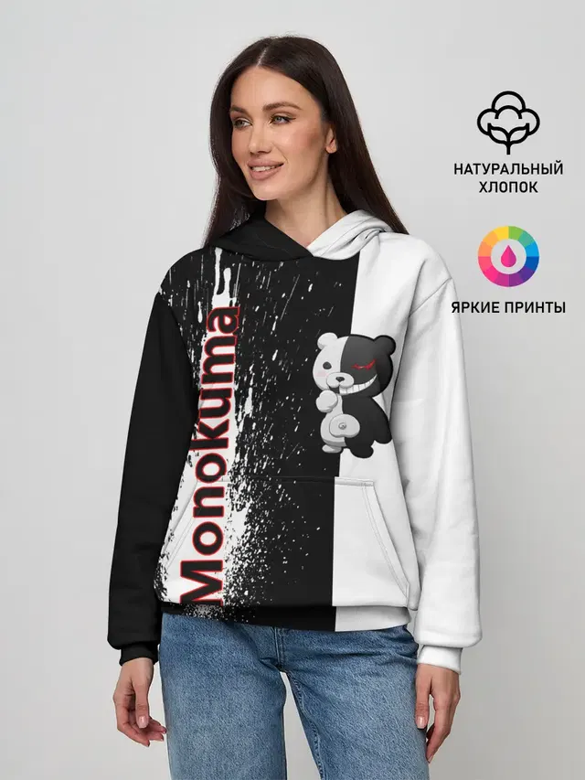 Женское худи с принтом «Разные игры — Monokuma»