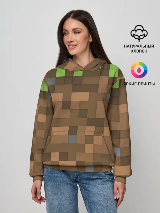 Женское худи с принтом «Майнкрафт — Minecraft камуфляж»