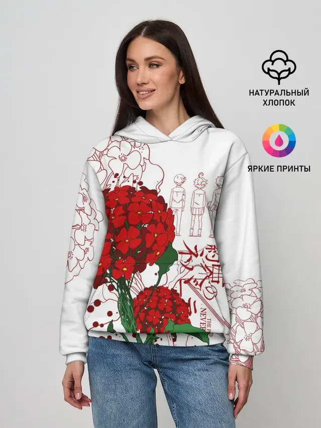 Женское худи с принтом «Цветы»