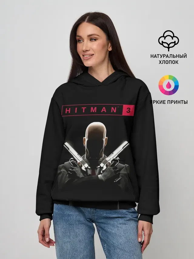 Женское худи с принтом «Dual wielding — Hitman III»