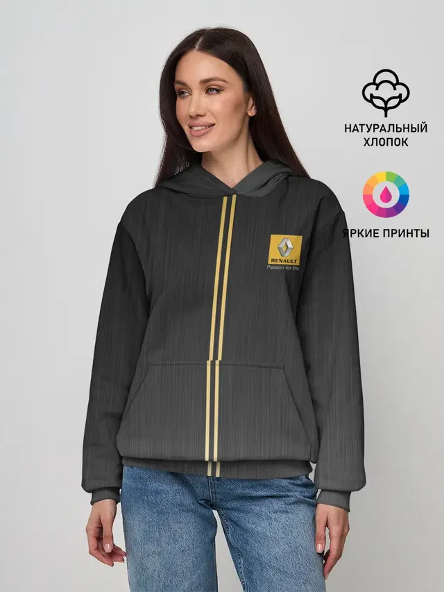 Женское худи с принтом «Renault — RENO Passion for life»