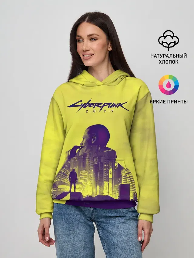 Женское худи с принтом «Cyberpunk 2077»