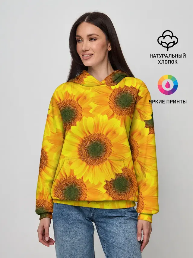 Принт подсолнухи желтый