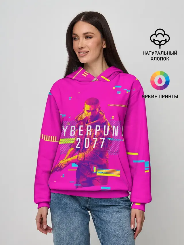 Женское худи с принтом «Cyberpunk 2077»