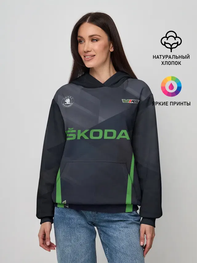 Женское худи с принтом «Skoda — Skoda VRS — Шкода ВРС»
