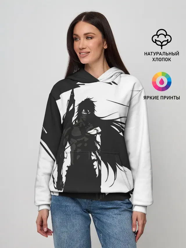 Женское худи с принтом «Bleach black & — Bleach black & white»