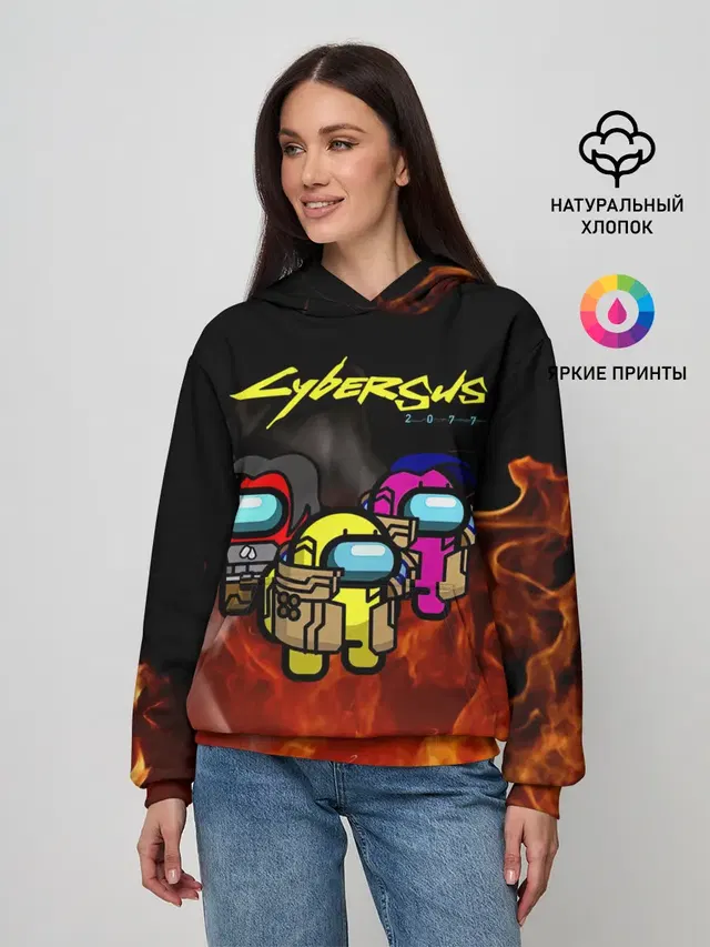 Женское худи с принтом «Cyberpunk 2077 — CyberSUS 2077»