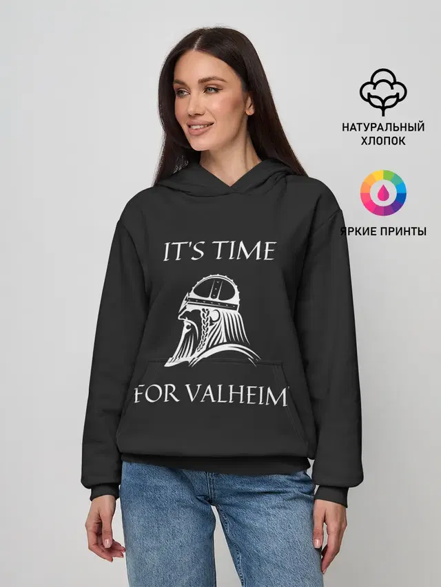 Женское худи с принтом «Valheim — Its time for Valheim»