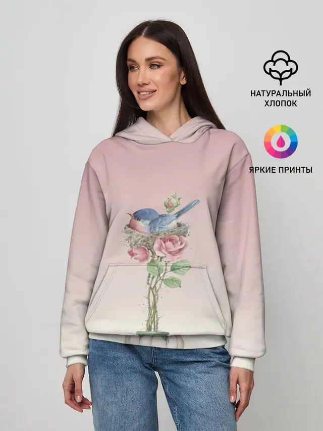 Птичка в гнезде роза