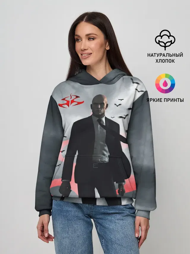 Женское худи с принтом «Hitman — Агент 47»