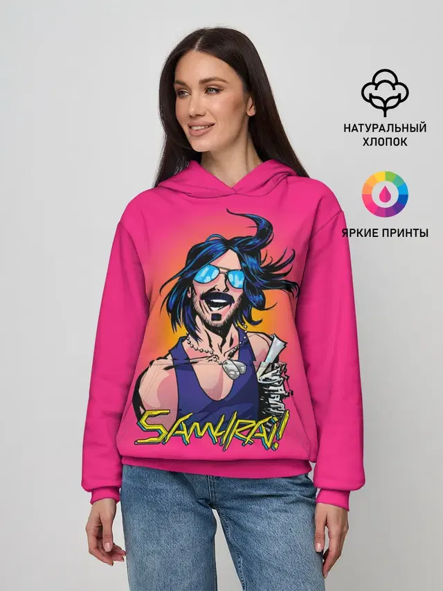 Женское худи с принтом «Cyberpunk 2077 — SAMURAI Cyberpunk 2077»