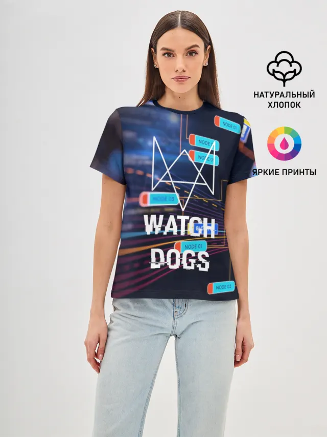 Женская базовая футболка с принтом «Watch Dogs»