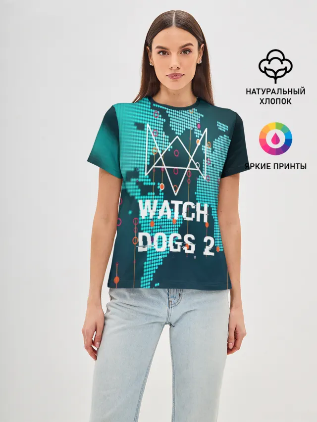 Женская базовая футболка с принтом «DedSec — Watch Dogs 2 NETWORK HACK»