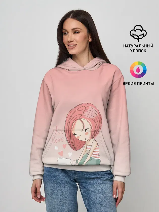 влюбленная девушка ноутбук
