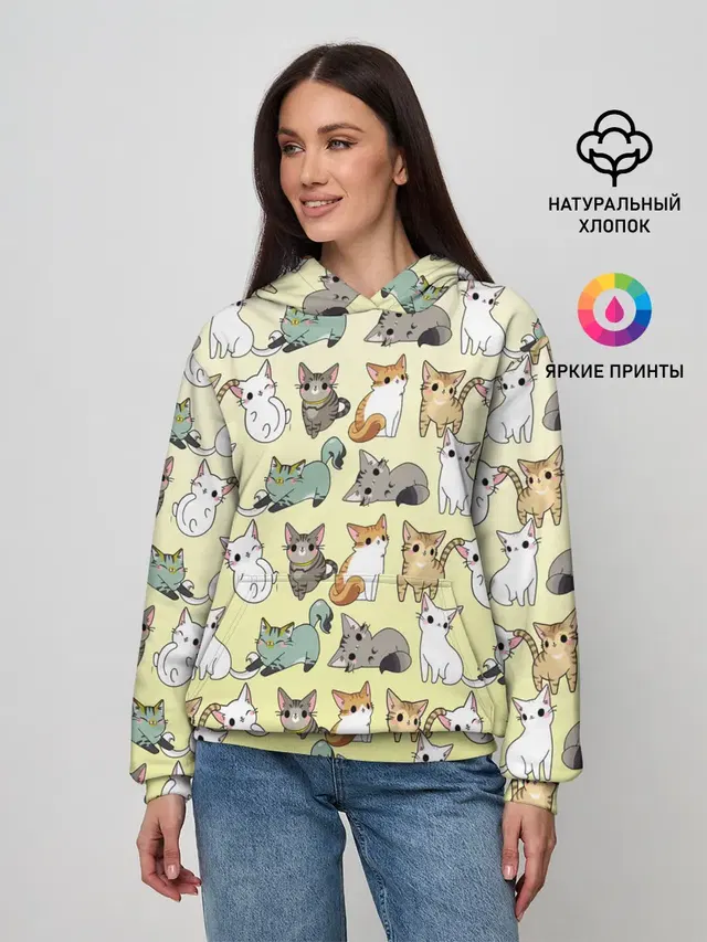 мультяшные котики на желтом мя