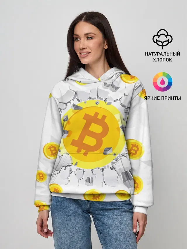 Женское худи с принтом «Другие — БИТКОИН — BITCOIN»