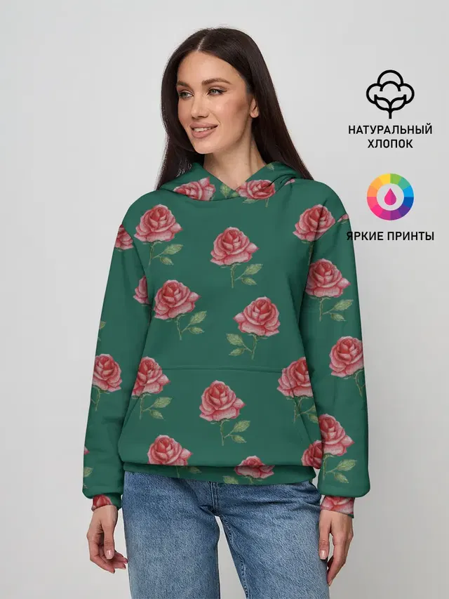 Розы на зеленом фоне