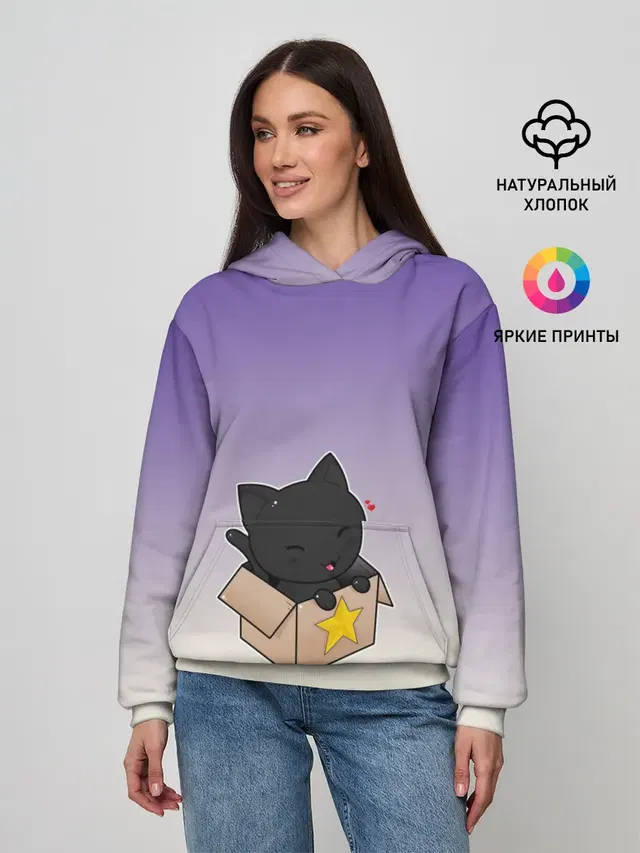 черный котенок в коробке