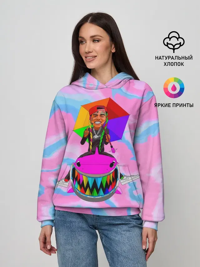 Женское худи с принтом «6IX9INE — Tekasi69»