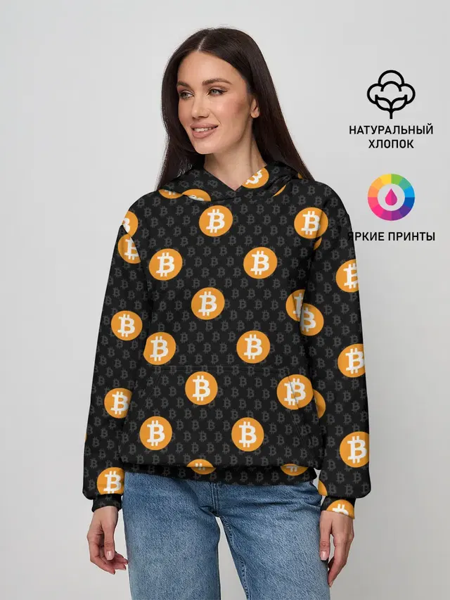 Женское худи с принтом «Другие — БИТКОИН — BITCOIN»