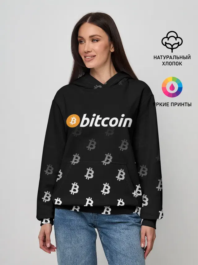 Женское худи с принтом «Другие — БИТКОИН — BITCOIN»